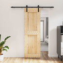 vidaXL Csúszó ajtó Természetes és Fekete 70 x 210 cm Szilárd Fenyőfa