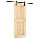 vidaXL Csúszó ajtó Természetes és Fekete 80 x 210 cm Szilárd Fenyőfa