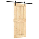 vidaXL Csúszó ajtó Természetes és Fekete 85 x 210 cm Szilárd Fenyőfa