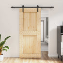 vidaXL Csúszó ajtó Természetes és Fekete 90 x 210 cm Szilárd Fenyőfa