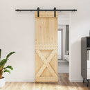 vidaXL Csúszó ajtó Természetes és Fekete 70 x 210 cm Szilárd Fenyőfa