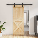 vidaXL Csúszó ajtó Természetes és Fekete 80 x 210 cm Szilárd Fenyőfa