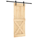 vidaXL Csúszó ajtó Természetes és Fekete 80 x 210 cm Szilárd Fenyőfa