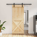 vidaXL Csúszó ajtó Természetes és Fekete 85 x 210 cm Szilárd Fenyőfa