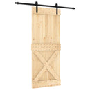 vidaXL Csúszó ajtó Természetes és Fekete 85 x 210 cm Szilárd Fenyőfa