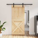 vidaXL Csúszó ajtó Természetes és Fekete 90 x 210 cm Szilárd Fenyőfa