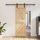 vidaXL Csúszó ajtó Természetes és Fekete 70 x 210 cm Szilárd Fenyőfa