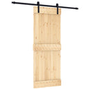 vidaXL Csúszó ajtó Természetes és Fekete 80 x 210 cm Szilárd Fenyőfa