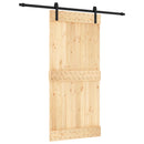 vidaXL Csúszó ajtó Természetes és Fekete 95 x 210 cm Szilárd Fenyőfa