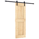 vidaXL Csúszó ajtó Természetes és Fekete 70 x 210 cm Szilárd Fenyőfa