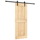 vidaXL Csúszó ajtó Természetes és Fekete 80 x 210 cm Szilárd Fenyőfa