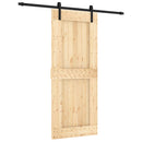 vidaXL Csúszó ajtó Természetes és Fekete 85 x 210 cm Szilárd Fenyőfa