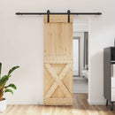 vidaXL Csúszó ajtó Természetes és Fekete 70 x 210 cm Szilárd Fenyőfa