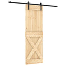 vidaXL Csúszó ajtó Természetes és Fekete 70 x 210 cm Szilárd Fenyőfa