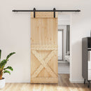 vidaXL Csúszó ajtó Természetes és Fekete 80 x 210 cm Szilárd Fenyőfa