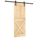 vidaXL Csúszó ajtó Természetes és Fekete 80 x 210 cm Szilárd Fenyőfa