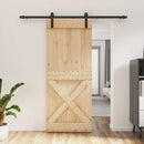vidaXL Csúszó ajtó Természetes és Fekete 85 x 210 cm Szilárd Fenyőfa