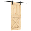vidaXL Csúszó ajtó Természetes és Fekete 85 x 210 cm Szilárd Fenyőfa