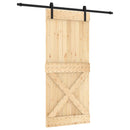 vidaXL Csúszó ajtó Természetes és Fekete 90 x 210 cm Szilárd Fenyőfa
