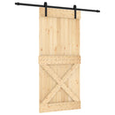 vidaXL Csúszó ajtó Természetes és Fekete 95 x 210 cm Szilárd Fenyőfa