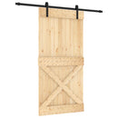 vidaXL Csúszó ajtó Természetes és Fekete 100 x 210 cm Szilárd Fenyőfa