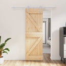 vidaXL Csúszó ajtó Természetes és Fehér 70 x 210 cm Szilárd Fenyőfa