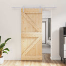 vidaXL Csúszó ajtó Természetes és Fehér 85 x 210 cm Szilárd Fenyőfa