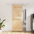 vidaXL Csúszó ajtó Természetes és Fehér 80 x 210 cm Tömör Fenyőfa
