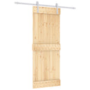 vidaXL Csúszó ajtó Természetes és Fehér 80 x 210 cm Szilárd Fenyőfa