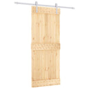 vidaXL Csúszó ajtó Természetes és Fehér 85 x 210 cm Szilárd Fenyőfa