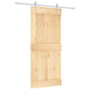 vidaXL Csúszó ajtó Természetes és Fehér 90 x 210 cm Szilárd Fenyőfa