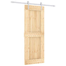 vidaXL Csúszó ajtó Természetes és Fehér 80 x 210 cm Szilárd Fenyőfa
