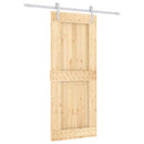 vidaXL Csúszó ajtó Természetes és Fehér 85 x 210 cm Szilárd Fenyőfa