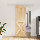 vidaXL Csúszó ajtó Természetes és Fehér 70 x 210 cm Szilárd Fenyőfa