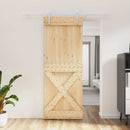 vidaXL Csúszó ajtó Természetes és Fehér 80 x 210 cm Szilárd Fenyőfa