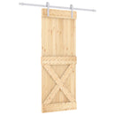 vidaXL Csúszó ajtó Természetes és Fehér 80 x 210 cm Szilárd Fenyőfa