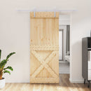 vidaXL Csúszó ajtó Természetes és Fehér 85 x 210 cm Szilárd Fenyőfa