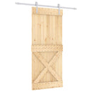 vidaXL Csúszó ajtó Természetes és Fehér 90 x 210 cm Szilárd Fenyőfa