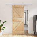 vidaXL Csúszó ajtó Természetes és Fehér 85 x 210 cm Szilárd Fenyőfa