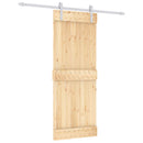 vidaXL Csúszó ajtó Természetes és Fehér 80 x 210 cm Szilárd Fenyőfa