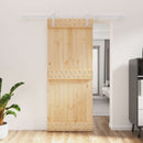 vidaXL Csúszó ajtó Természetes és Fehér 85 x 210 cm Szilárd Fenyőfa
