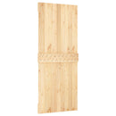 vidaXL Csúszó ajtó Természetes és Fehér 85 x 210 cm Szilárd Fenyőfa