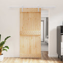 vidaXL Csúszó ajtó Természetes és Fehér 90 x 210 cm Szilárd Fenyőfa