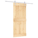 vidaXL Csúszó ajtó Természetes és Fehér 90 x 210 cm Szilárd Fenyőfa