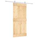 vidaXL Csúszó ajtó Természetes és Fehér 95 x 210 cm Szilárd Fenyőfa
