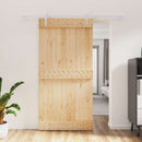 vidaXL Csúszó ajtó Természetes és Fehér 100 x 210 cm Szilárd Fenyőfa
