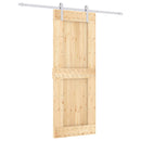 vidaXL Csúszó ajtó Természetes és Fehér 80 x 210 cm Szilárd Fenyőfa