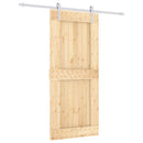 vidaXL Csúszó ajtó Természetes és Fehér 90 x 210 cm Szilárd Fenyőfa