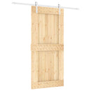 vidaXL Csúszó ajtó Természetes és Fehér 95 x 210 cm Szilárd Fenyőfa