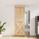 vidaXL Csúszó ajtó Természetes és Fehér 70 x 210 cm Szilárd Fenyőfa